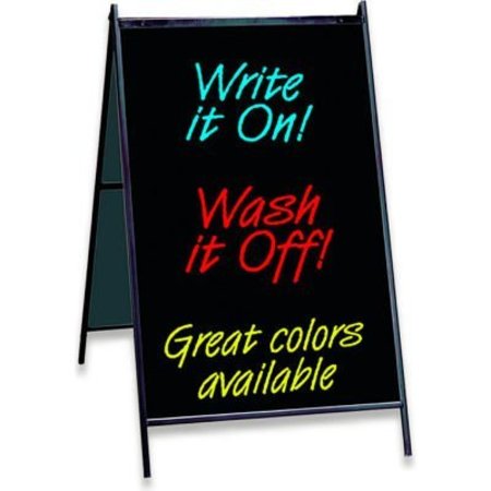 MARV-O-LUS MFG Marvolus Eraseable Message Board A-frame with 24" x 36" Black Sign Panels 432-MB-BLK